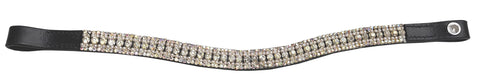 Fancy Leather Center Pink Pearl with Clear Crystals Browband