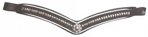 Fancy Leather Center Pearl with Clear Crystals Browband