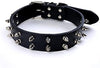 Adjustable Microfiber Black Leather Spiked Studded Dog Collars