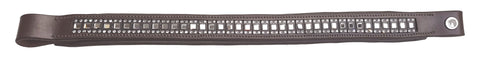 Fancy Leather Center Square Pearl with Clear Crystals Browband