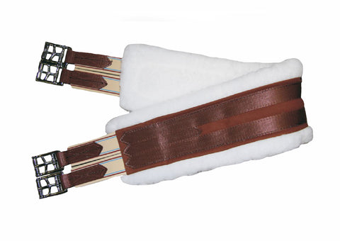 White Sheepskin Brown Girth