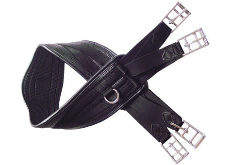 Black Curved Leather Waffle Girth