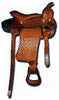 Hand Carved Brown Western Barrel Saddle