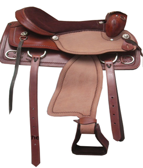 Hand Carved Brown Western Barrel Saddle